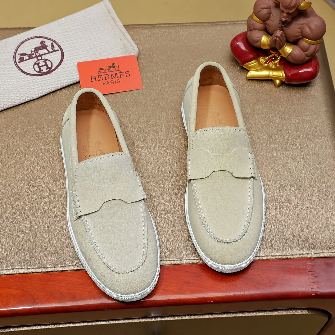 Men's shoes 💰500💰 HERMES Hermès high-end quality original order -Original: imported 🔝Nappa calfskin, frosted cowhide, outer seaming process -Inside: water-dyed cowhide -Outsole: original TPR rubber outsole -Super high quality control·Fine workmanship: High-end, extravagant, and grade) Size: 39-45 (38, 46, can be customized)